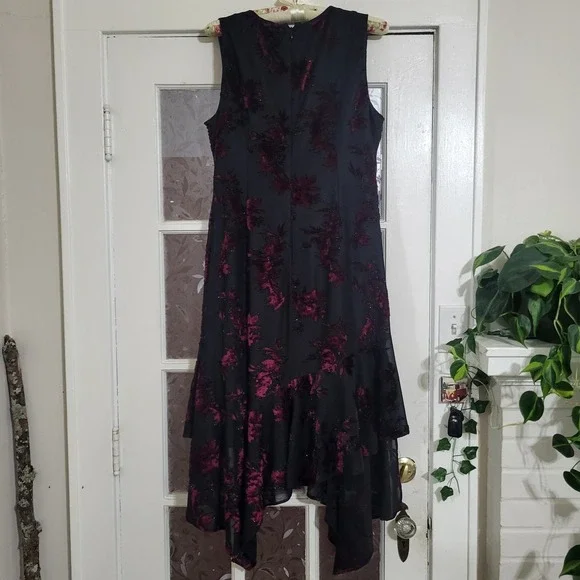 Calvin Klein | Dresses | Dresscalvin Klein Size 2 Blackburgundy Velvet  Burnout Dress | Poshmark